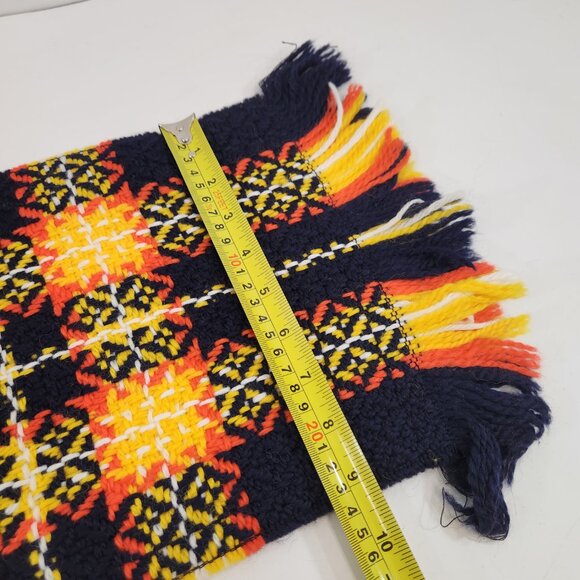 Vintage Wool Knit Scarf West Germany Orange Blue Yellow White Gradient Check - Picture 9 of 9
